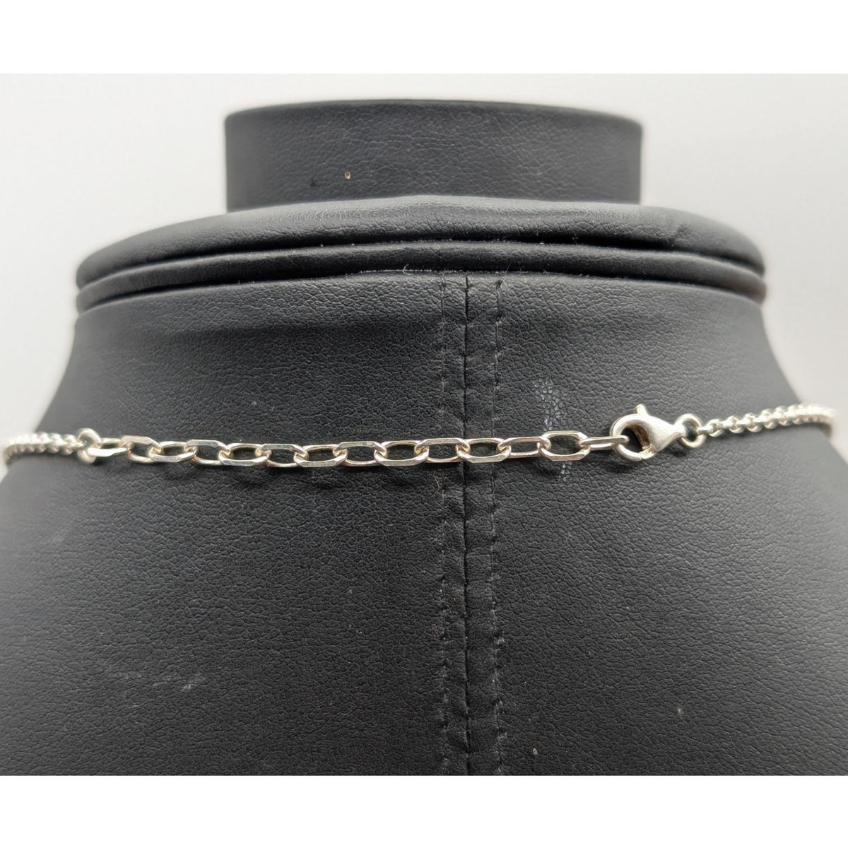 925 Sterling Silver Three Agate Stone Curved Bar Bead Chain 14"-16" Necklace