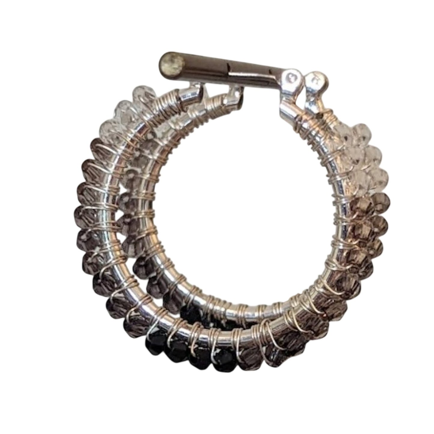 Ombre Crystal Silver Tone Hoop Earrings