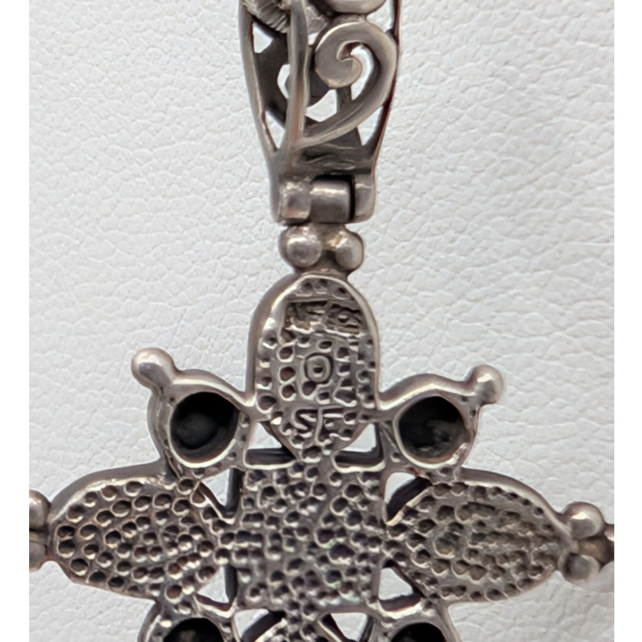 Vintage 925 Sterling Multi-Stone Cross Pendant 16" Square Snake Chain Necklace