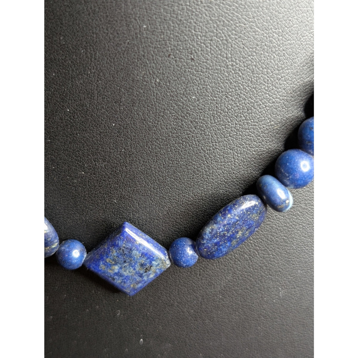 Natural Blue Egyptian Lapis Lazuli 6mm Round Stone Sailor's Clasp 16" Necklace
