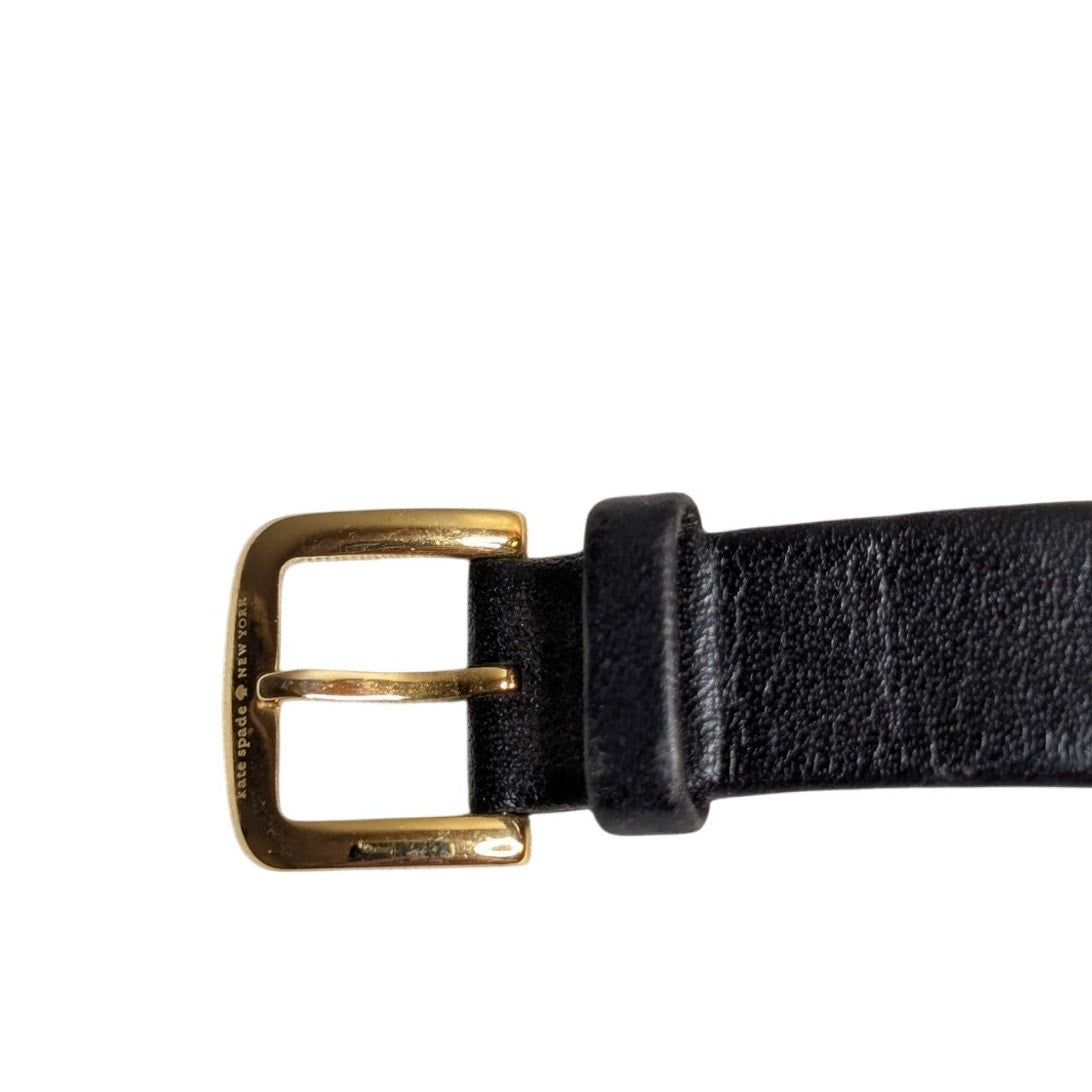 Kate Spade New York Metro Scallop Three-Hand Black Leather Watch