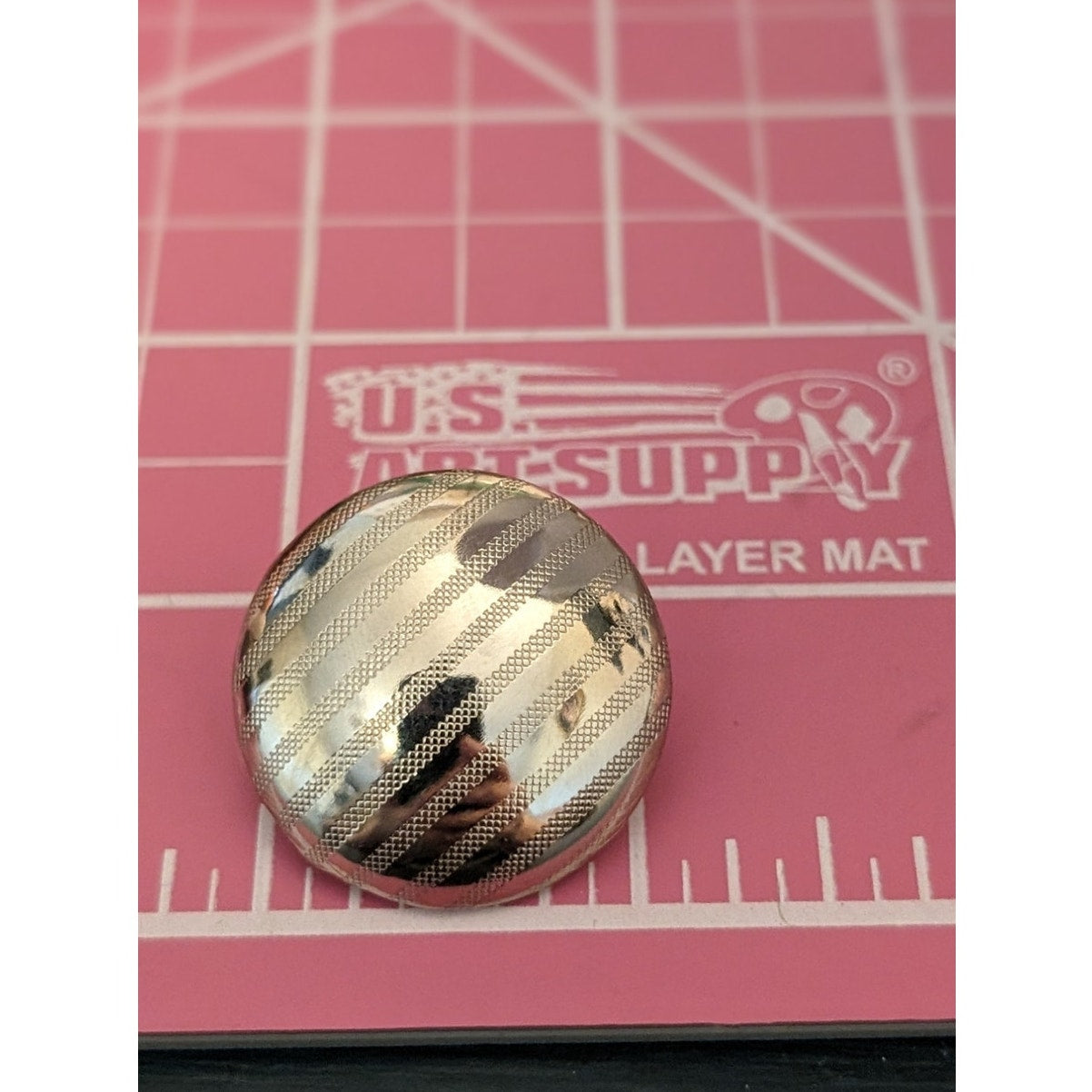 Vintage Silver Tone Texture Strip Round Button Clip On Earrings