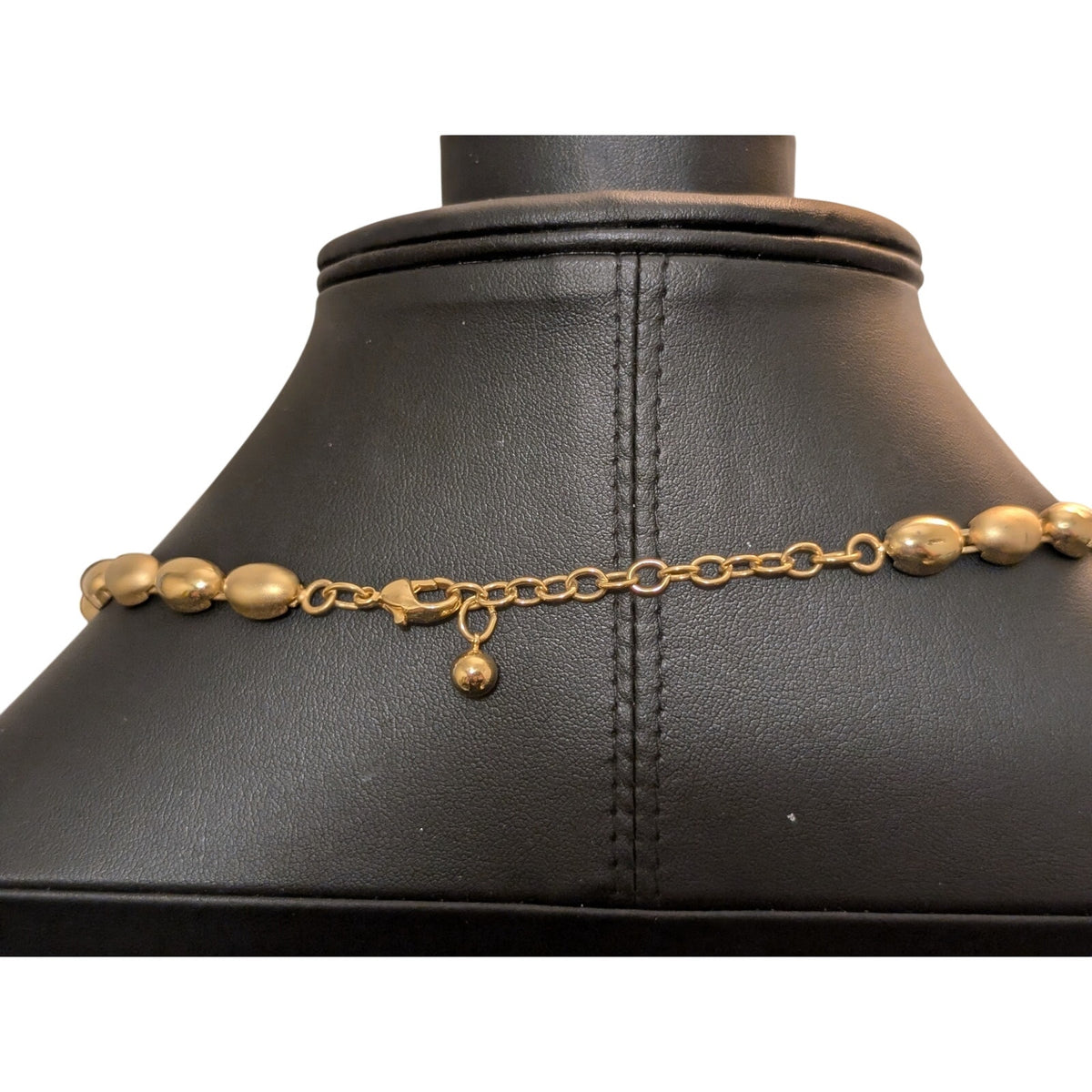 Satin & Polished Finish Gold Tone Beaded 18"-20.5" Necklace