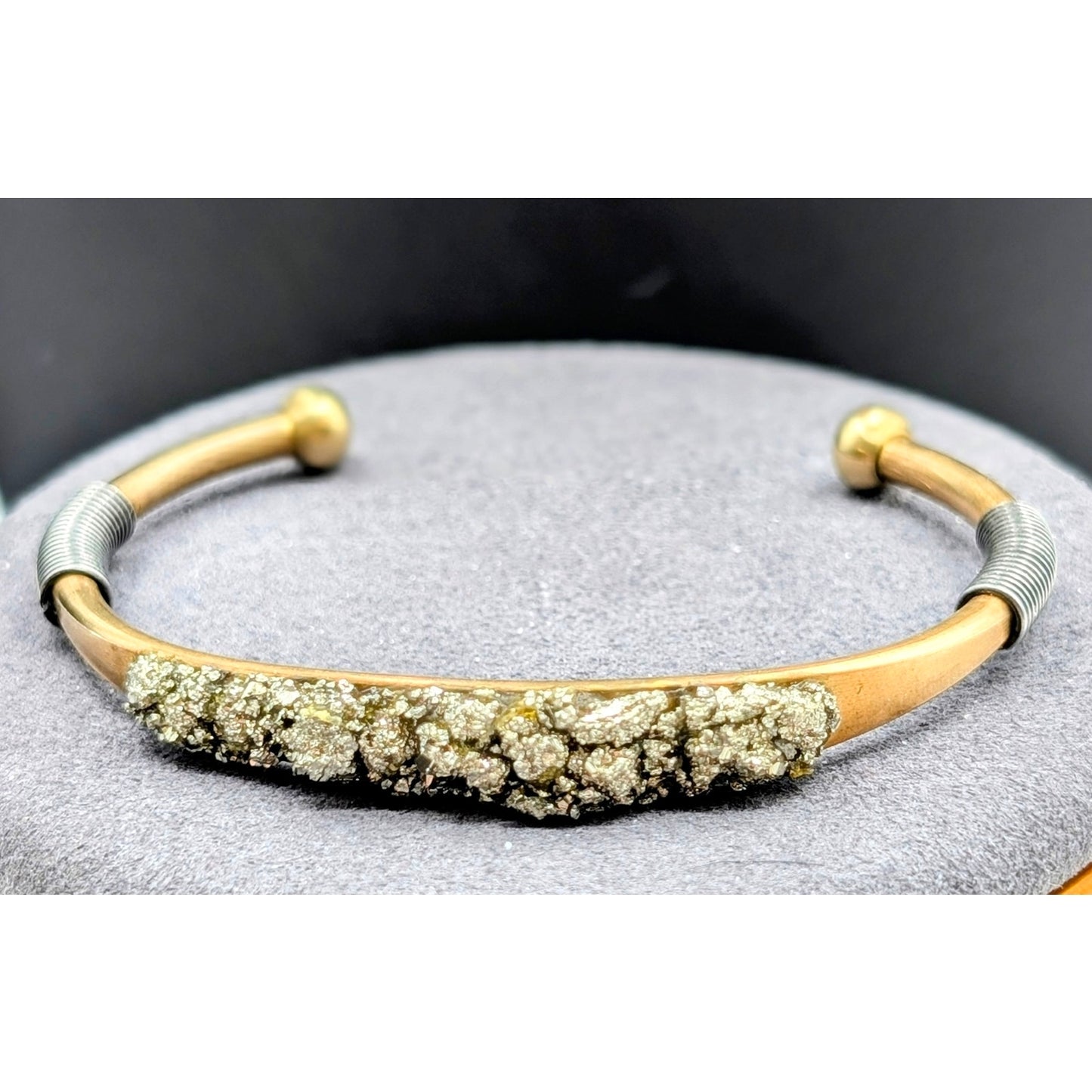 Marley Moretti Brass Two Tone Pyrite Cuff Bracelet