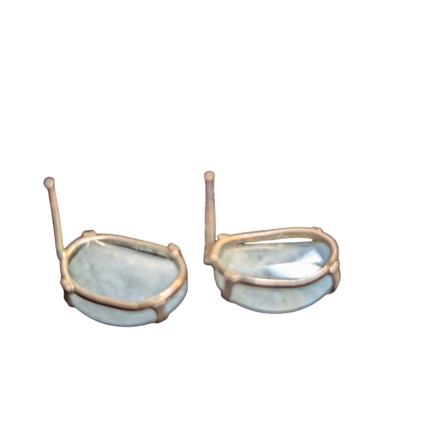 Vintage Raw Cut Aquamarine Sterling Silver Post Earrings