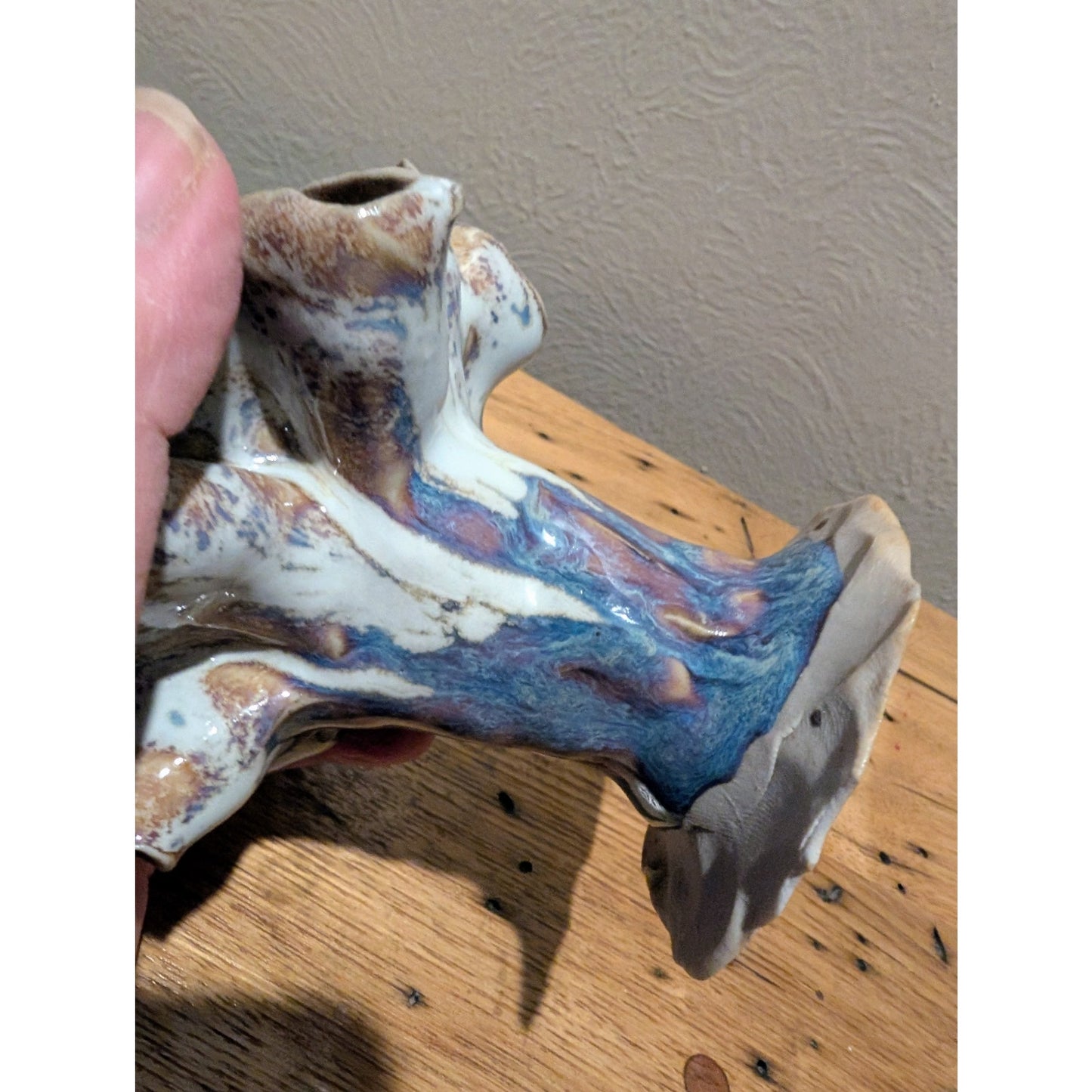 Unsigned Hand-Built Drapery Fold Studio Pottery Vase