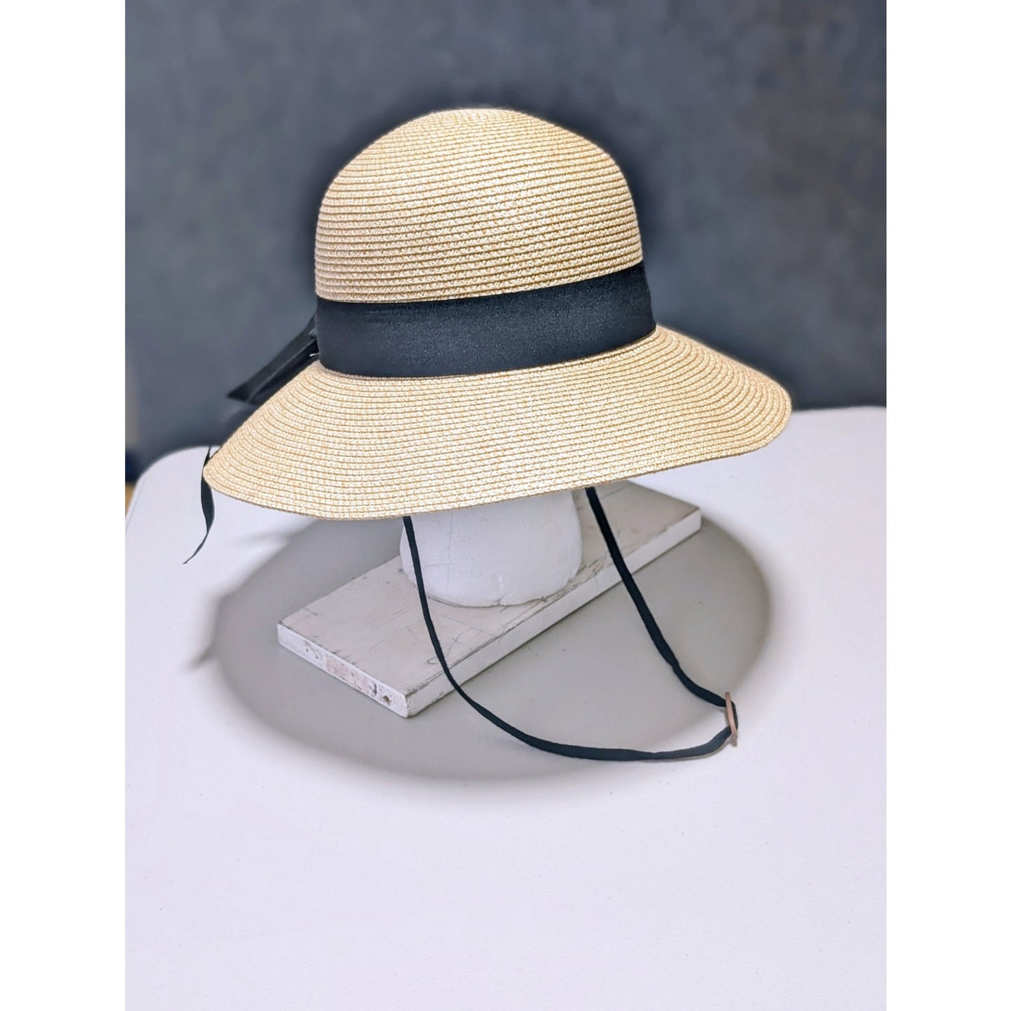 Furtalk Womens Summer Wide Brim Sun Hat Black Ribbon Drop L/XL Paper