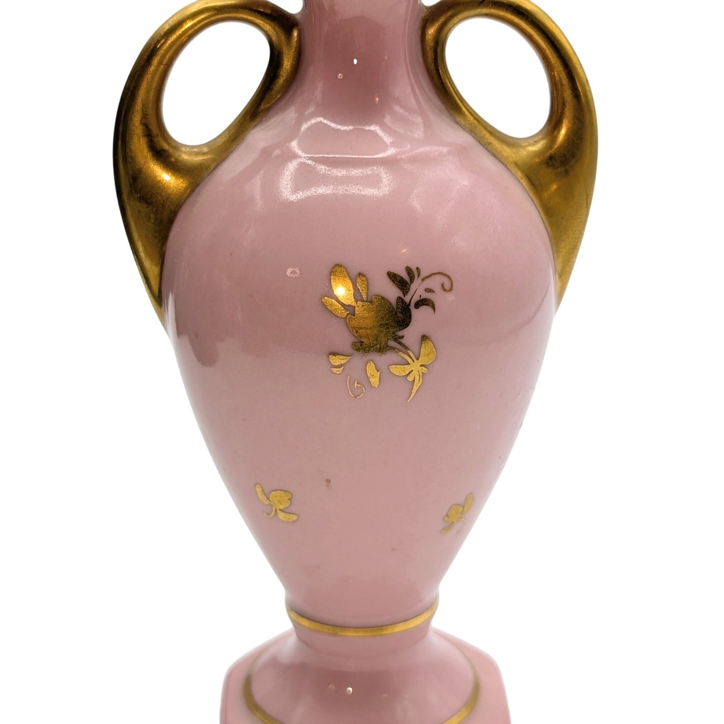 VTG/Antique Pink Gold Floral Pate de Limoges Couleuvre France Bud Vase