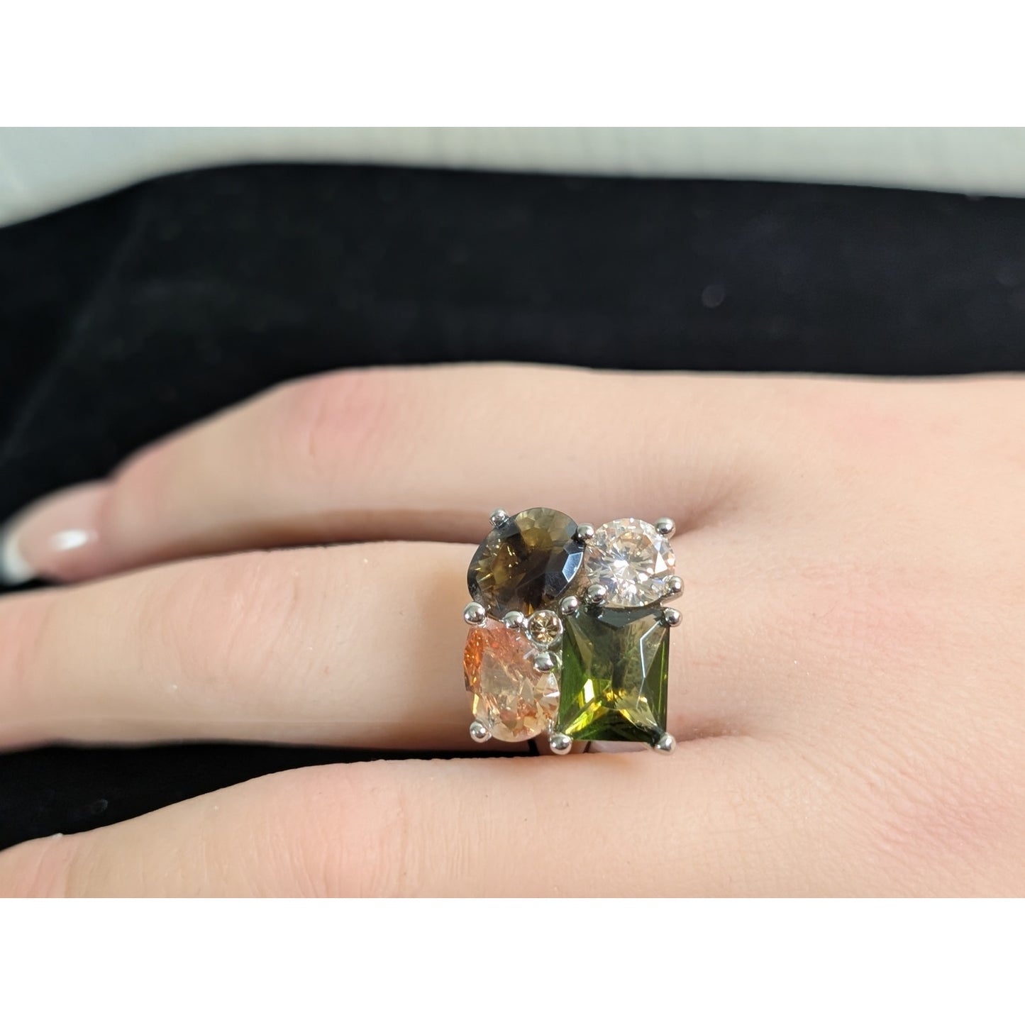 Vintage Avon Cluster Fruit Salad Statement Crystal Ring Size 9