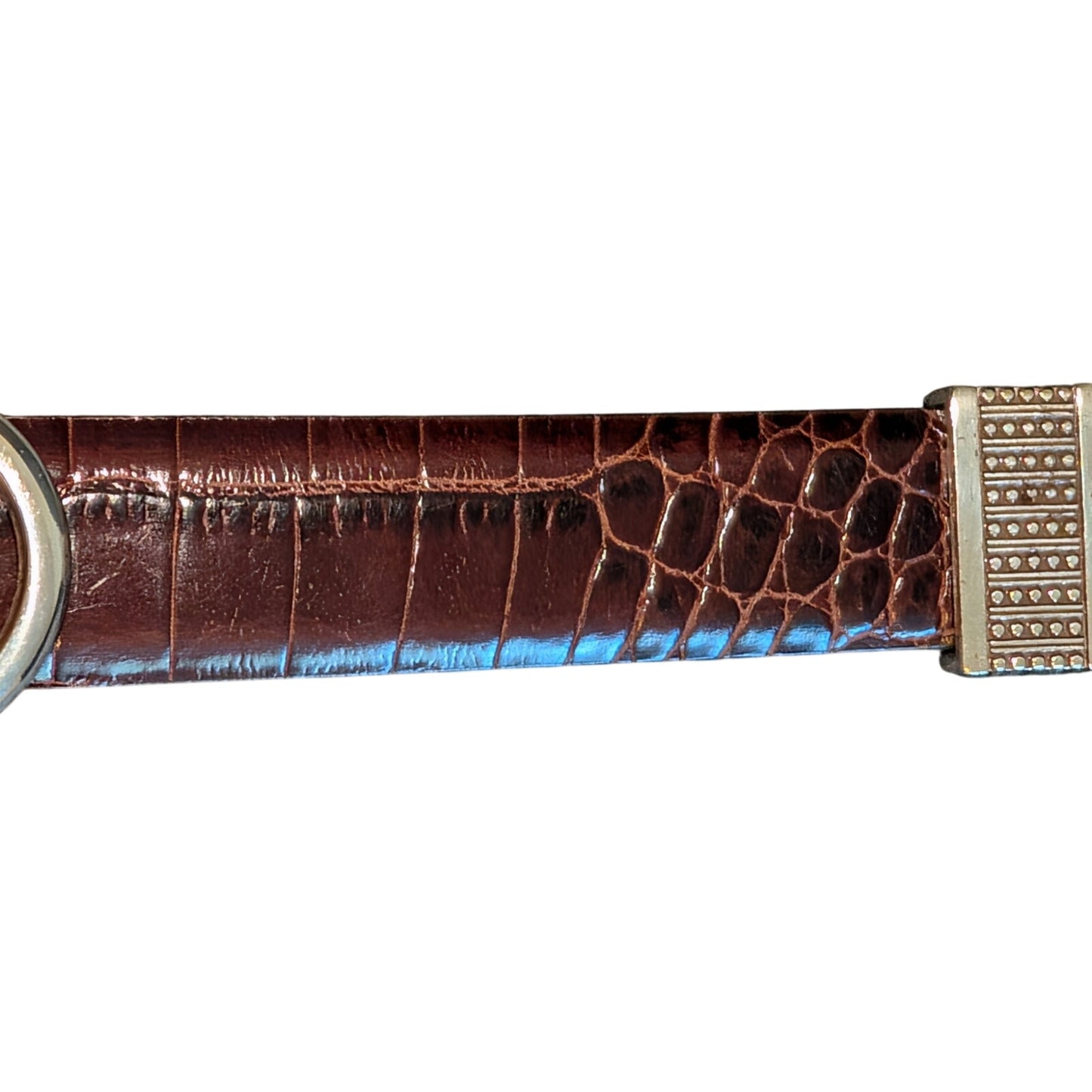 Brighton Brown Silver Embossed & Braided Detail Leather Belt NWOT Sz M (30)