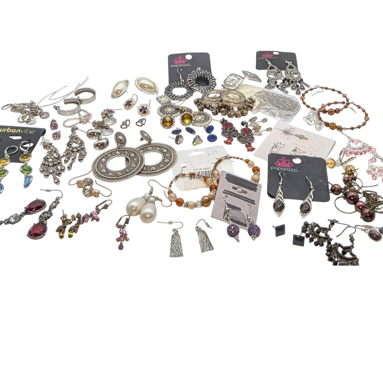 Lot of 44 Pair of Silver Tone Pierced Earrings