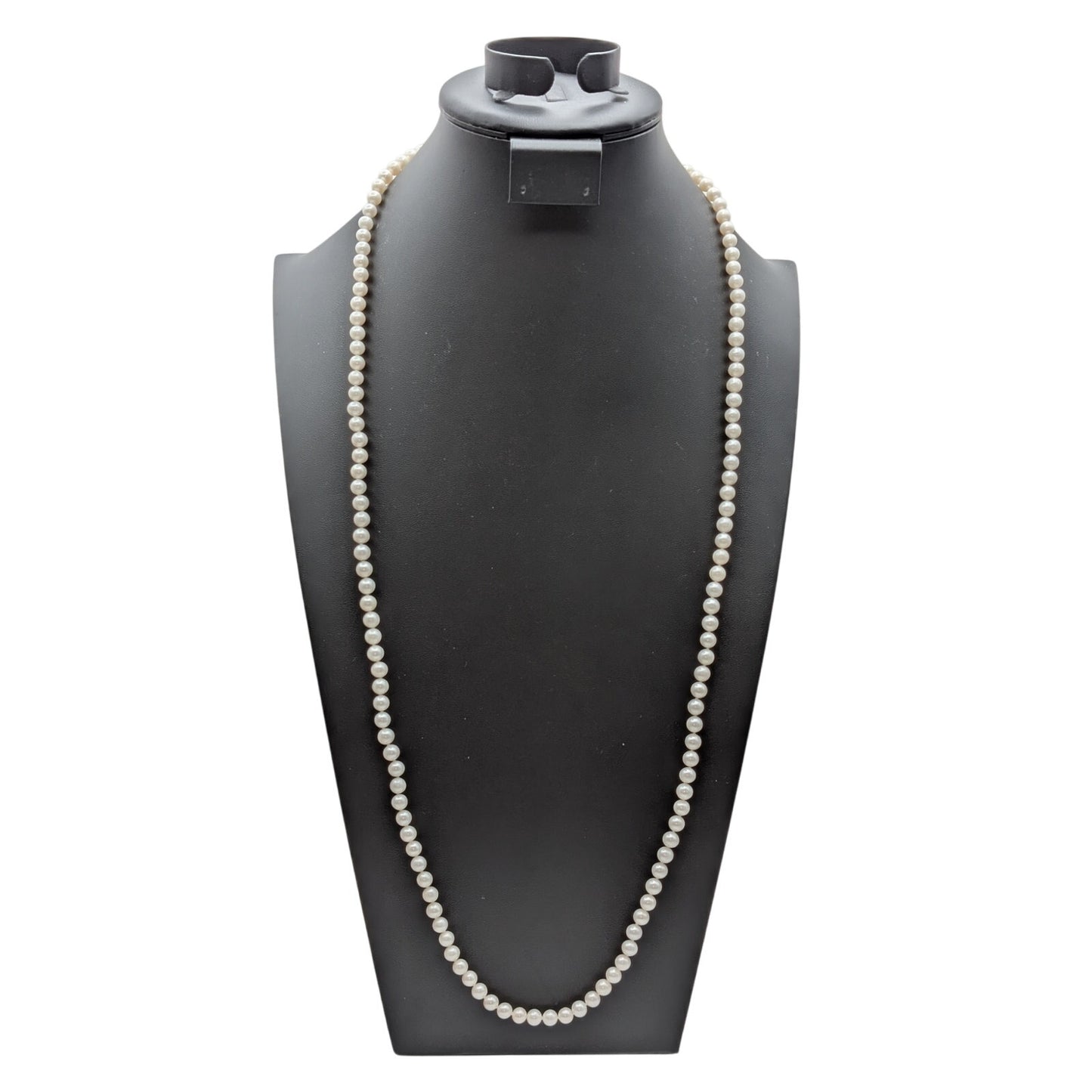 Vtg Marked 925 Sterling Approx. 12mm Genuine Pearl Hand Knotted 36" Necklace