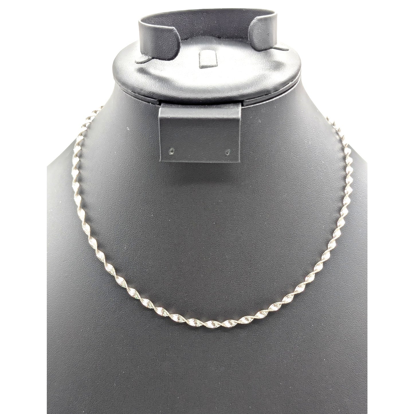925 Sterling Silver Diamond Cut Twisted 18" Chain Necklace