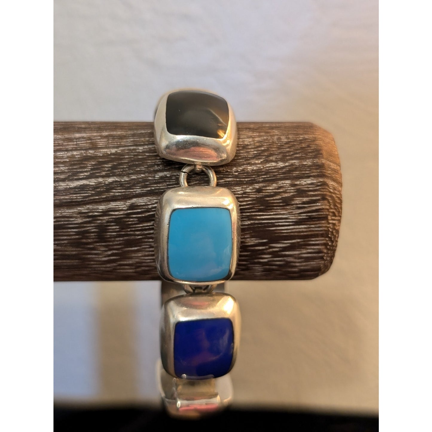 Taxco Mexico 925 Sterling Seven Stone Chunky Thick Link Bracelet