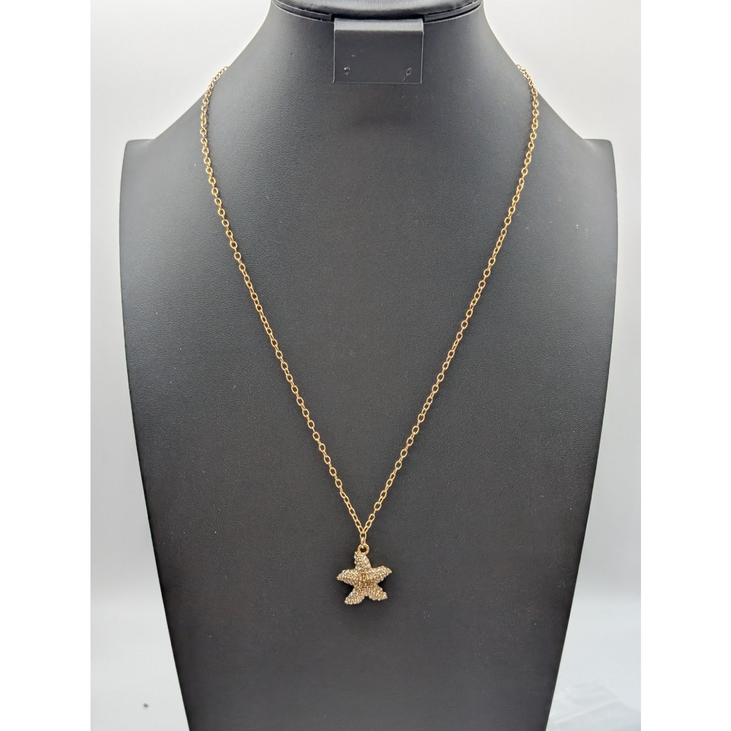 J. Crew Gold Tone CZ Starfish Pendant 24" Necklace