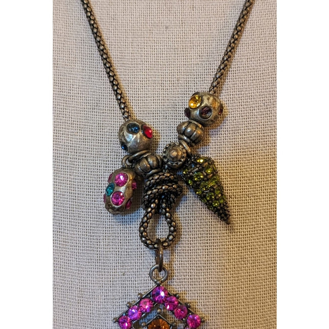 Rhinestone Cross Charm Pendant Necklace