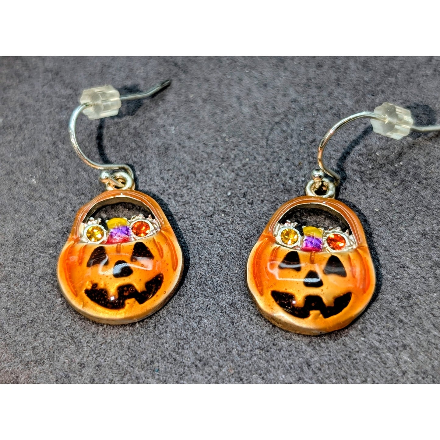 Trick or Treat Jack-O-Lantern Filled W/ Goodies Dangle Earrings