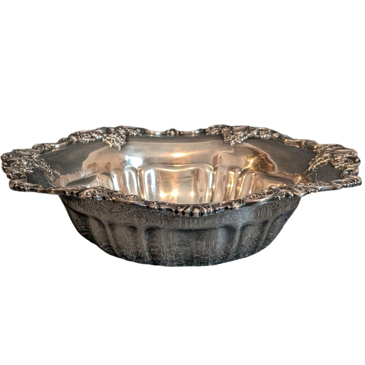 Vintage Wallace Silverplate Baroque Serving Bowl Ornate Rococo Inspired Rim