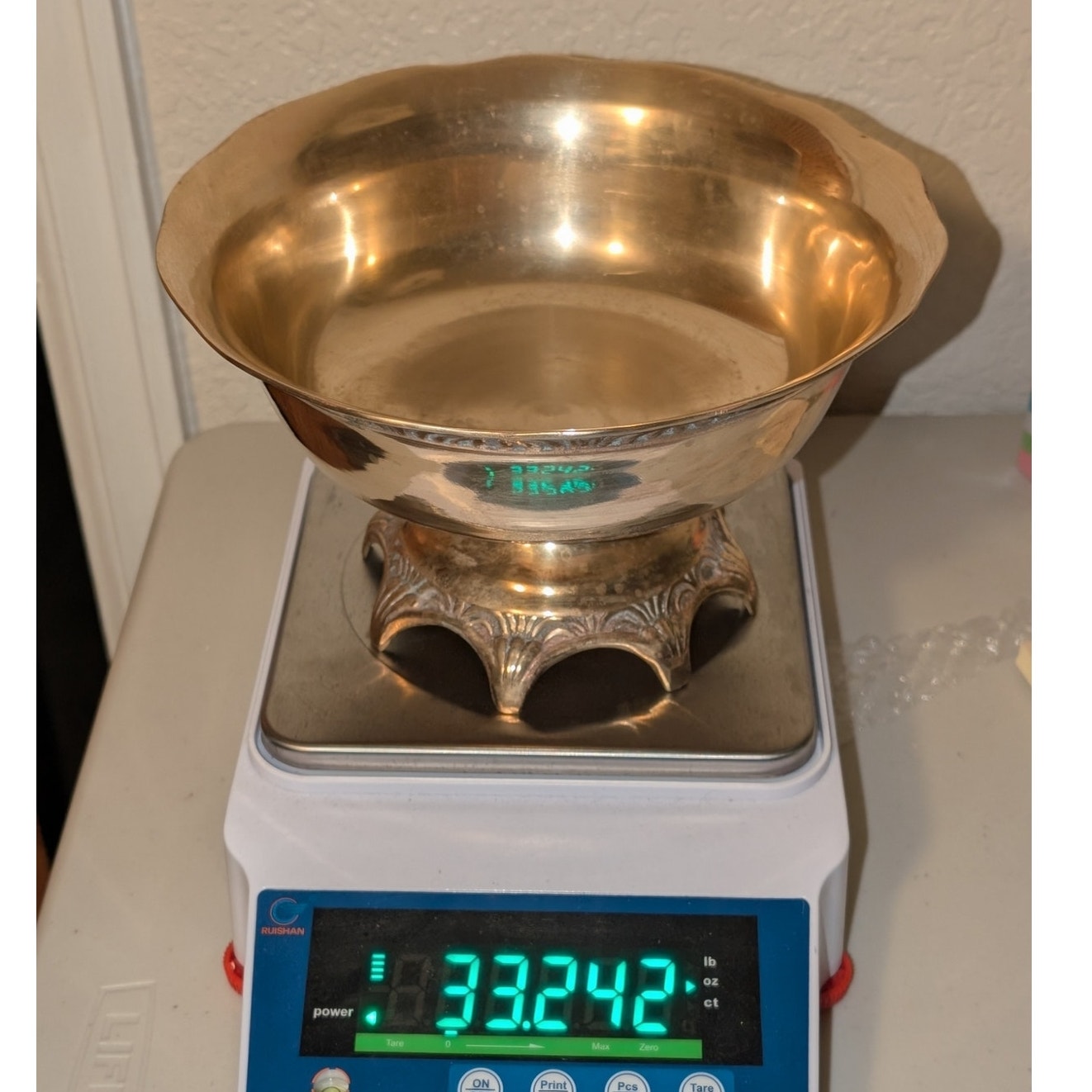 Mid-Century 1960s Pedestal Heavy Brass Decorative Bowl