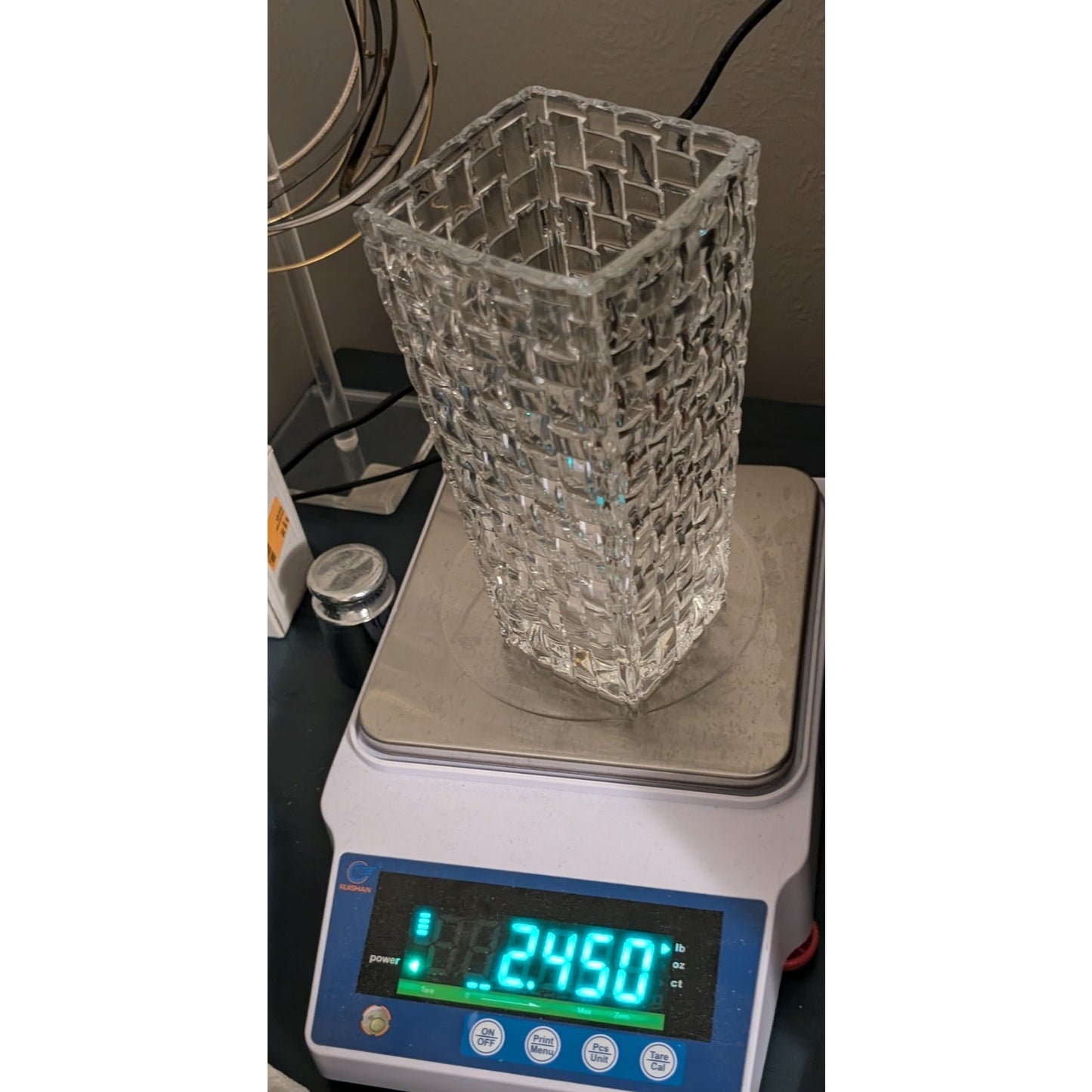 Signed Riedel by Vivant Tyrol Crystal Bossa Nova Basketweave German Design Vase