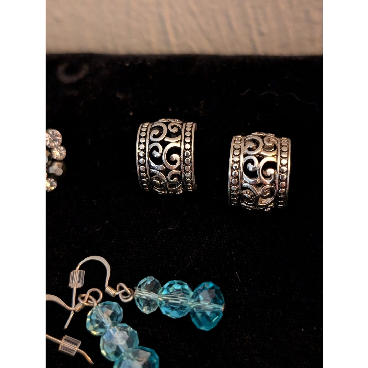 9 Pair Crystal Silver Tone Theme Earring Lot