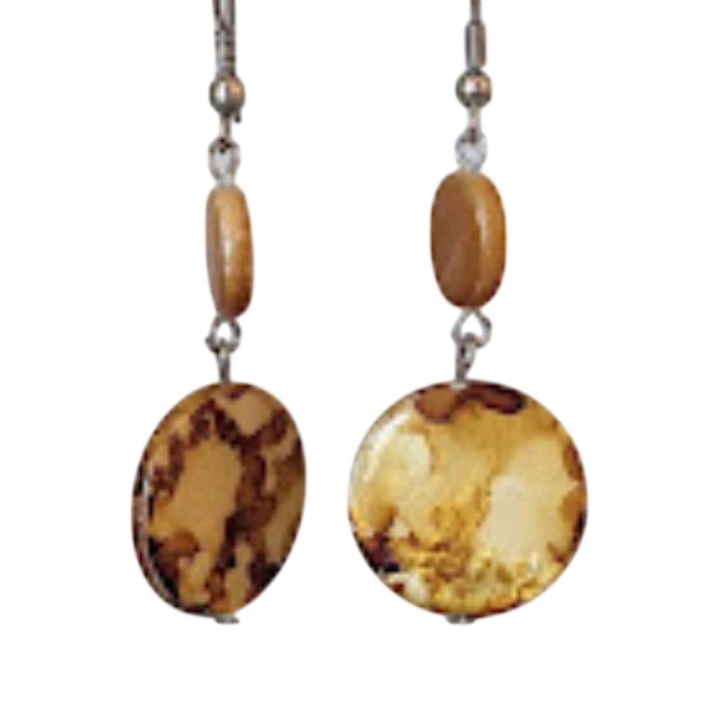Brown Stone/Glass Drop Dangle Earrings