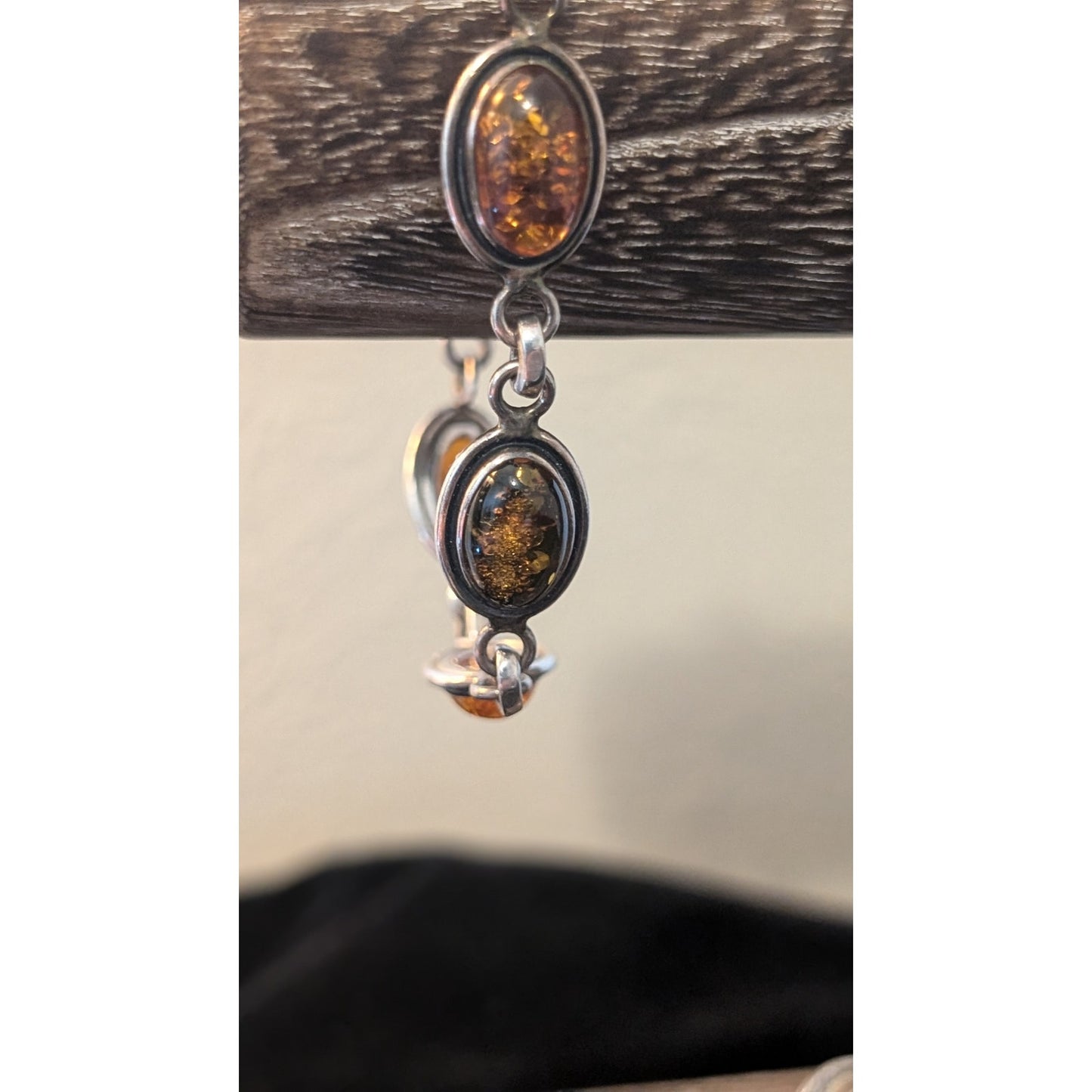 Vintage Polish Gdansk Amber 925 Ring & Amber Marked KW 925 Bracelet Set