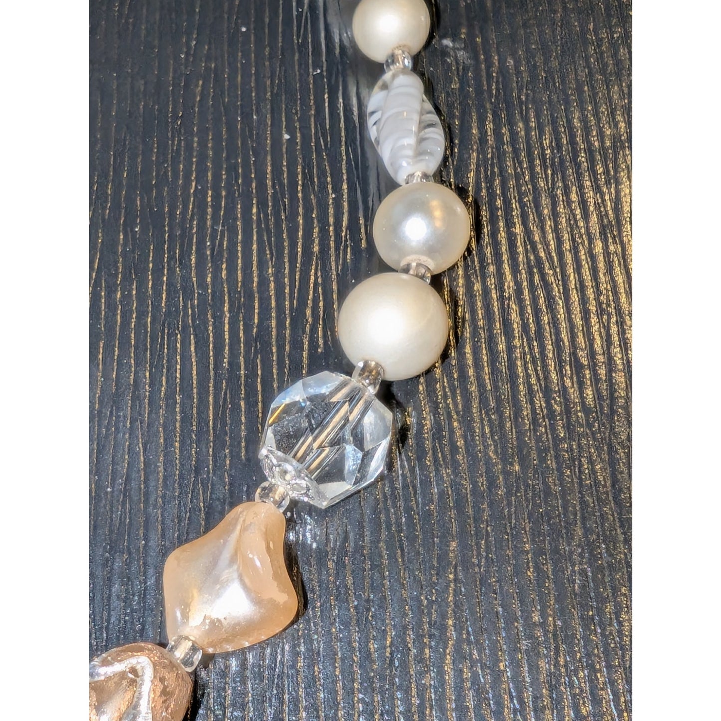 Lot of Two Vintage Glass Bead Glass Crystal Faux Pearl Necklaces