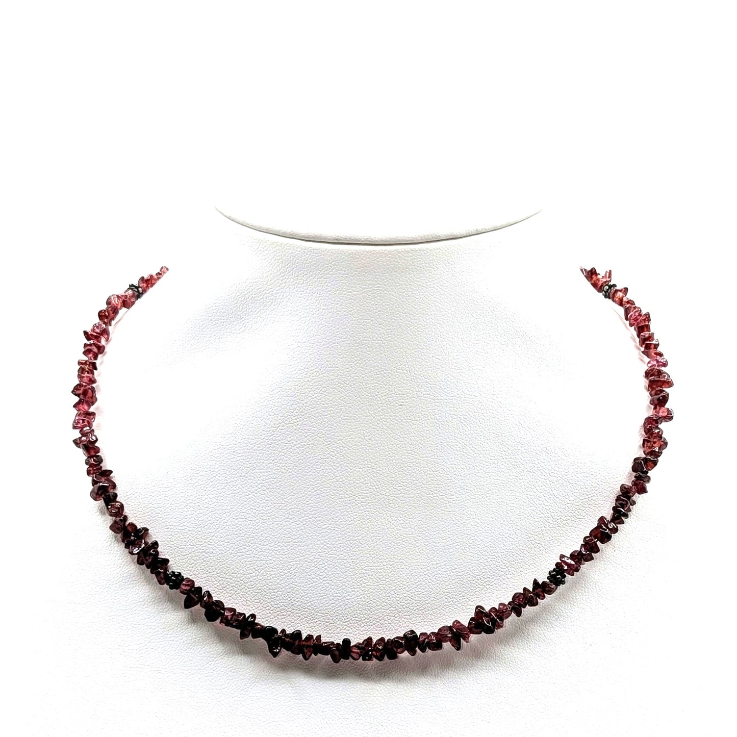 Vintage Boho Garnet Chip 925 Sterling Silver Wire Choker Adjustable Necklace