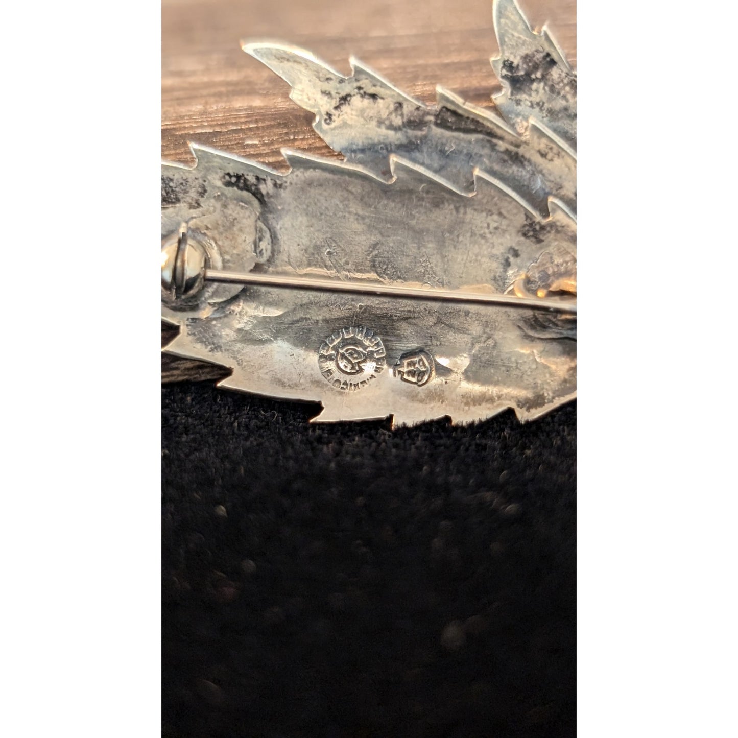Vintage 50s-60s Mexico Signed 925 Silver Three Leaf Brooch 8g