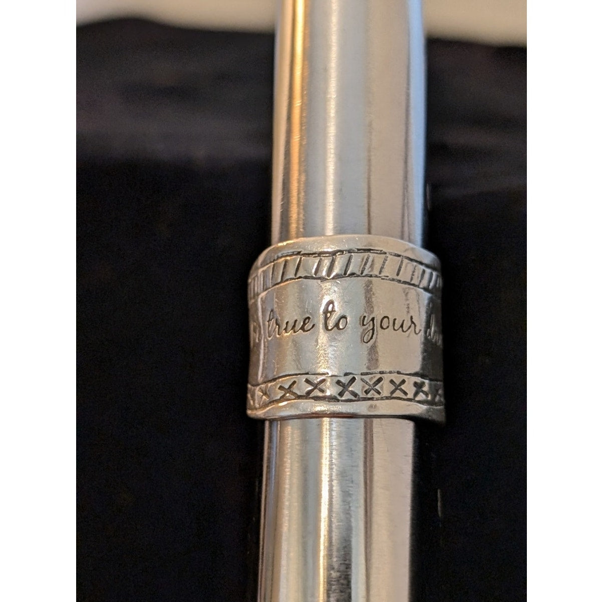SILPADA 925 Sterling Silver Israel BE TRUE TO YOUR DREAMS Cigar Band Ring Sz 6.5