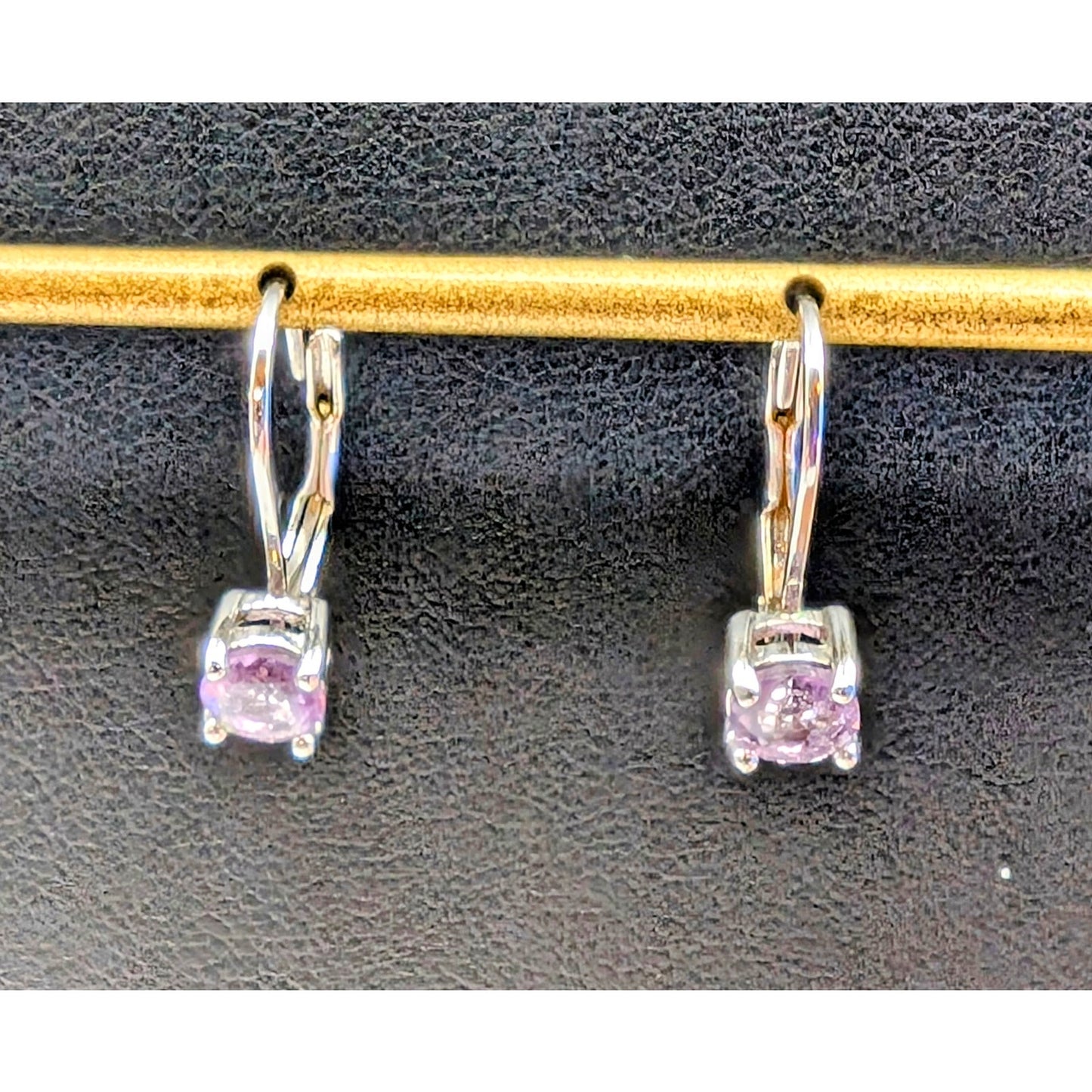 Light Purple Pink 5mm Gemstone 925 Sterling Silver Lever Back Earrings