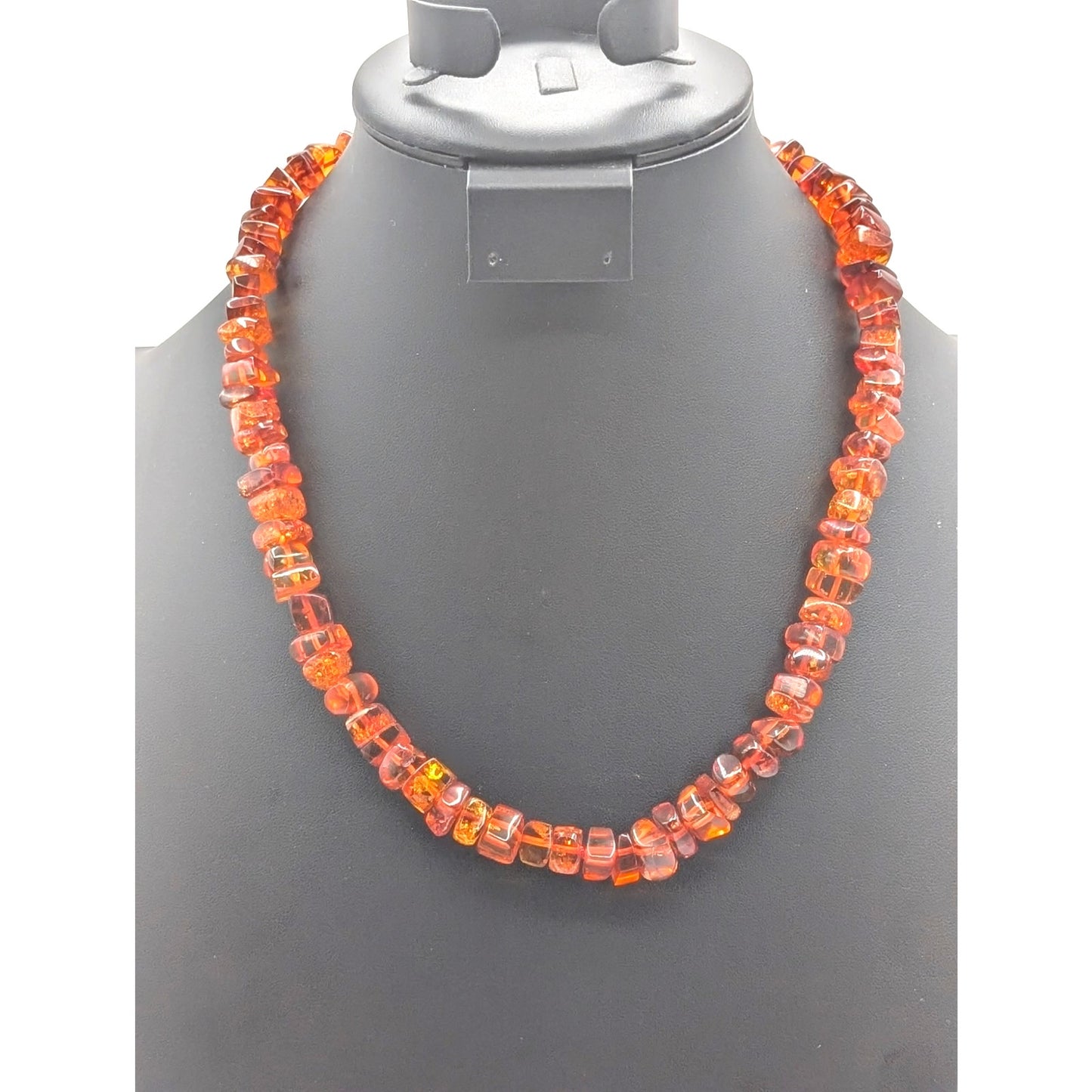 Vintage Screw Clasp 22" Amber Bead Necklace
