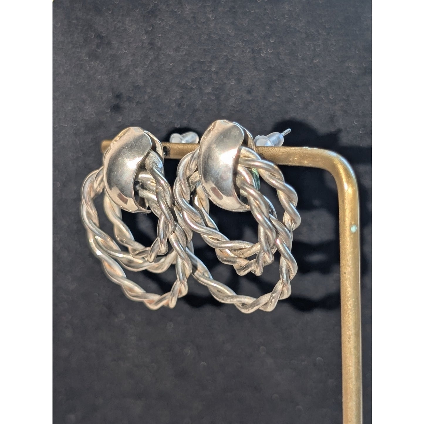 Vintage Twisted Triple Rope Pierced Earrings