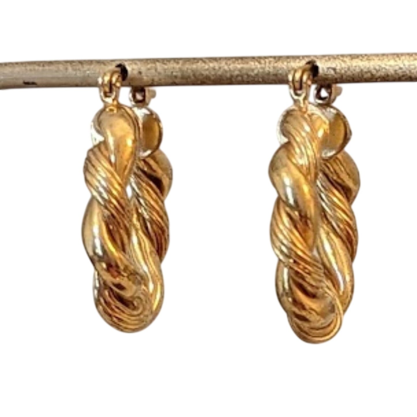 Gold Electroplated 1" Twist Hoop Earring