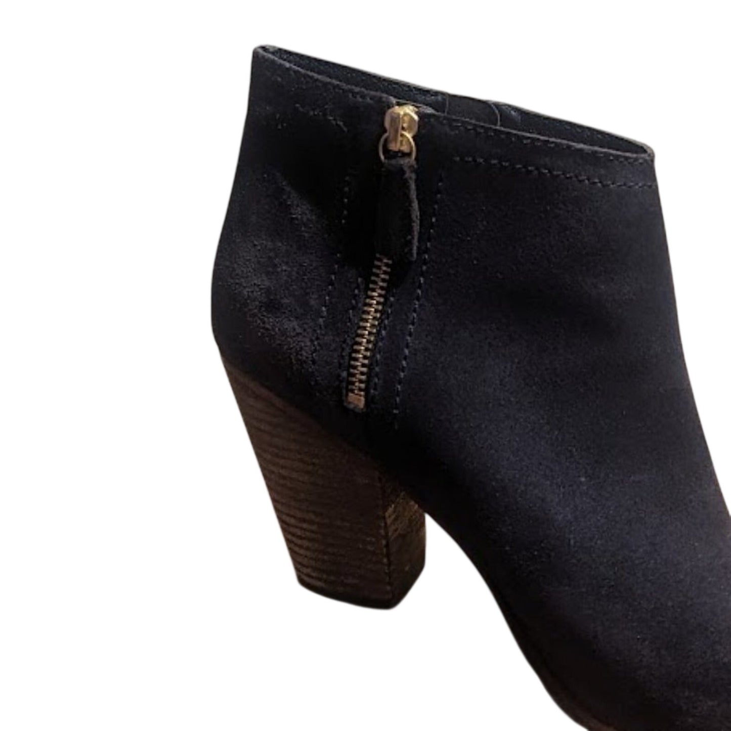BODEN Women's Size 10.5" (EU 42) Navy Suede Side Zip Bootie with Cuban Heel
