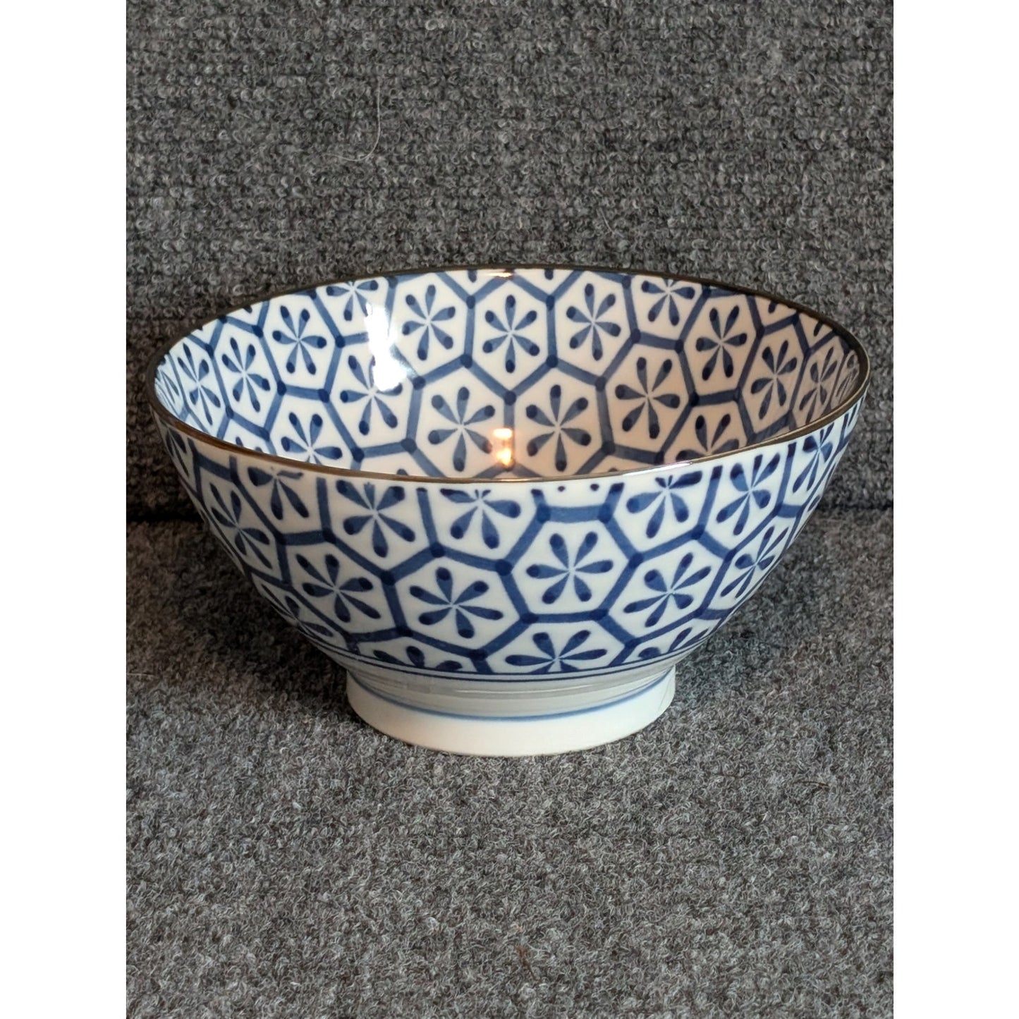Blue White Made in Japan Rice Ramen Ceramic Bowl