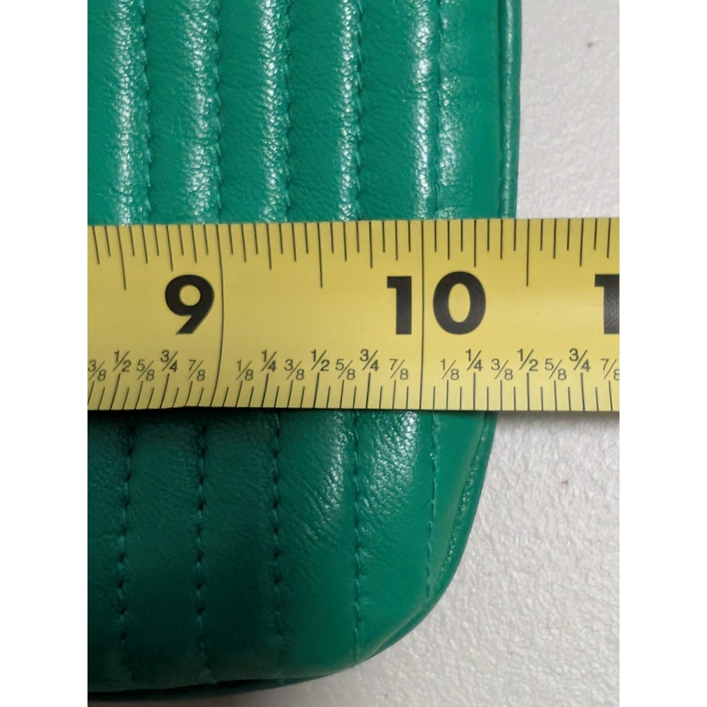 Anne Klein Cauldron Vintage Green Quilted Leather Chain Strap Lion Logo Handbag