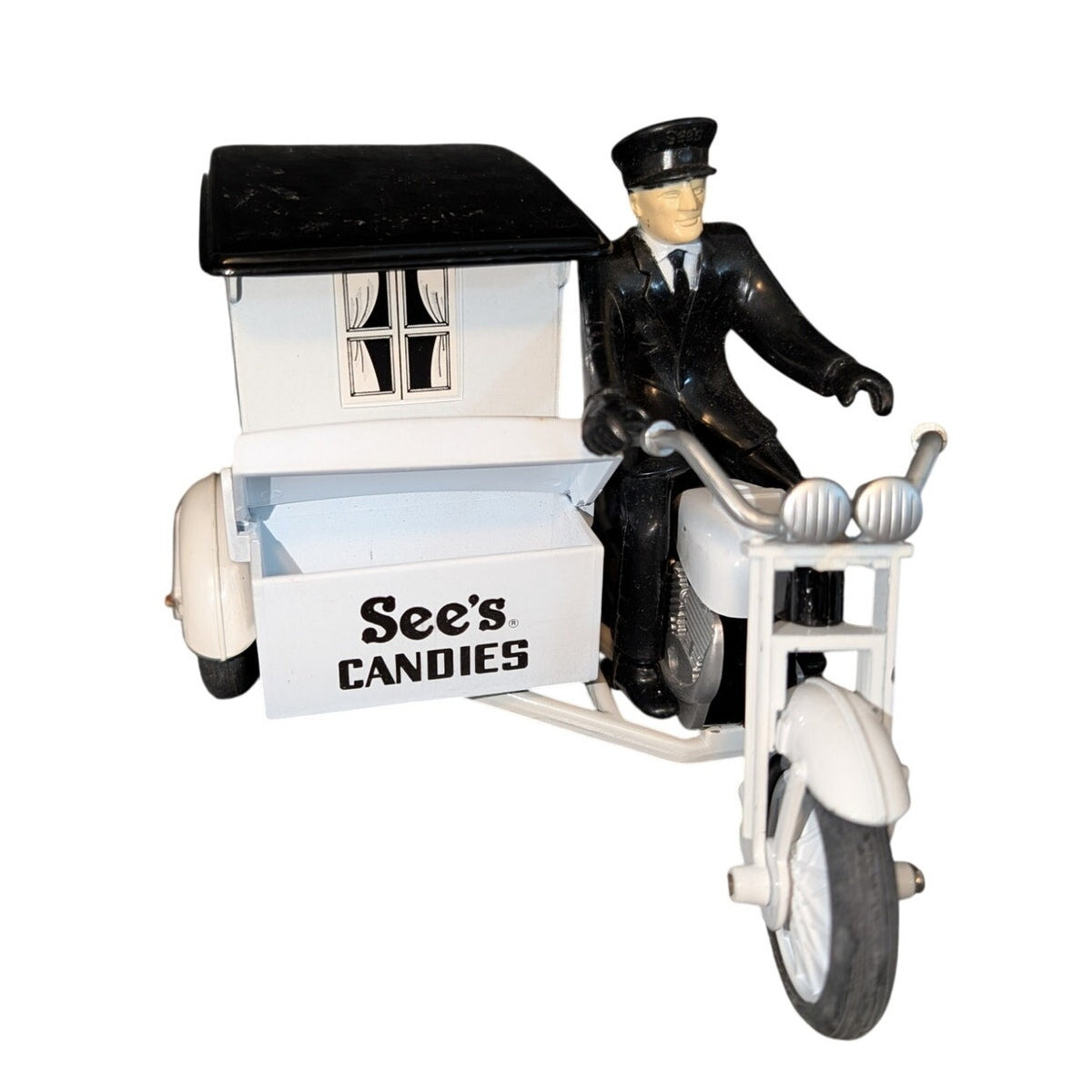 Vtg 1991 70th Anniversary See's Candies Harley Motorcycle Sidecar Die Cast Toy