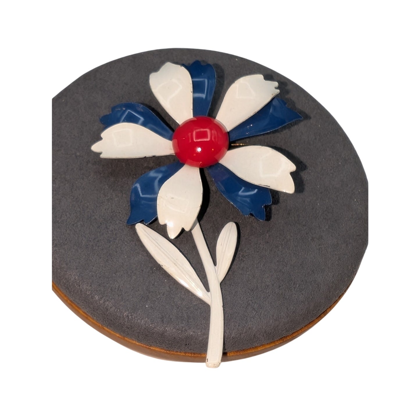 Vintage Red White Blue Enamel Flower Brooch