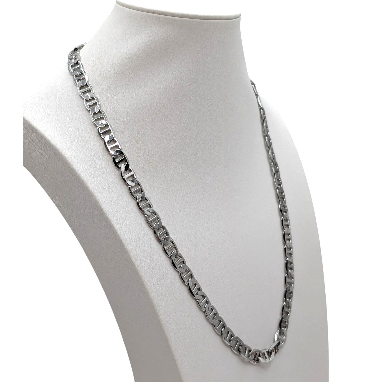 Marked 14KGP (White Gold Plated) Mariner's Chain Lobster Claw Clasp 23" Necklace