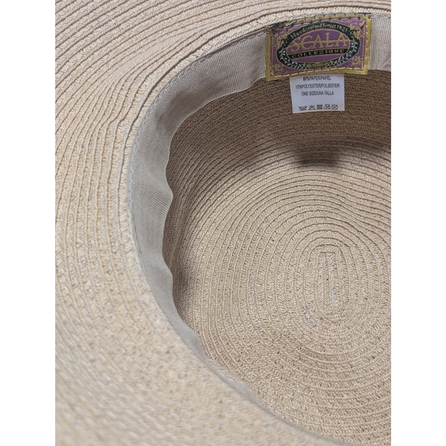 Scala Collezione Tan Packable Sun Beach Paper Straw Hat NWOT One Size