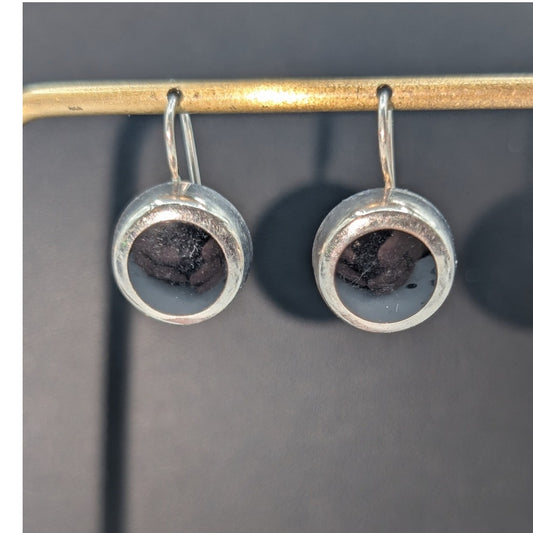Retired Silpada Black Onyx Inlay Sterling Silver Wire Earrings