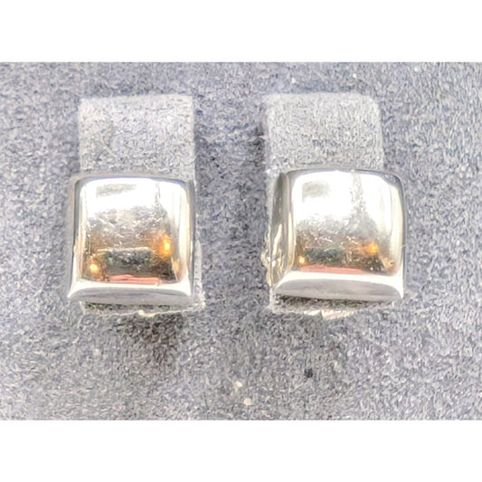 Vtg Bayanihan Sterling Silver Domed Square Post Stud Earrings W/ 14k Gold Posts