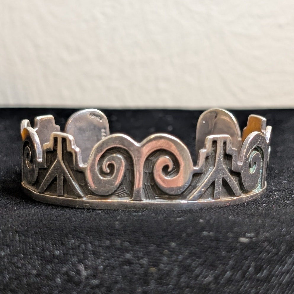 Vintage Hopi Taxco TS-95 Sterling Silver 7" Cuff  Bracelet 33.5g