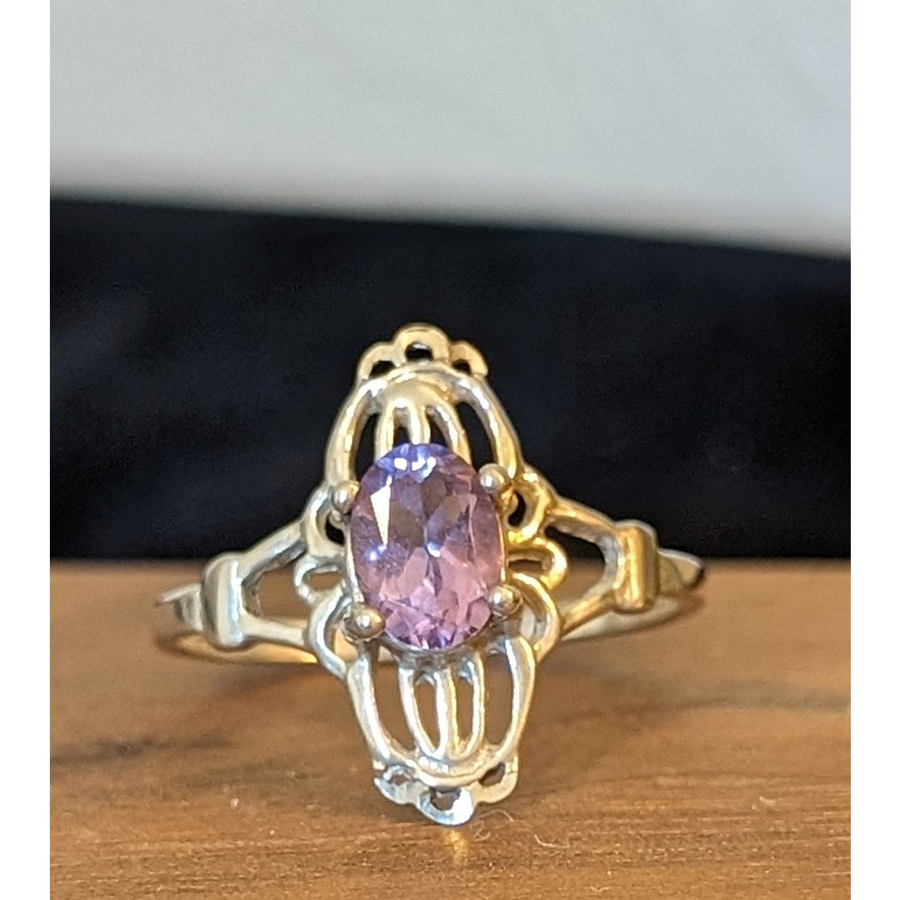 Vintage 925 Sterling Filigree Amethyst Earrings & Ring Set Ring Size 8.75 Set