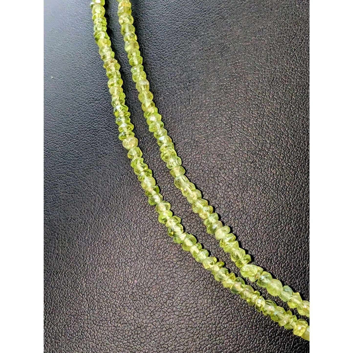 Vintage 925 Sterling Silver Double Strand Peridot Bead 17.5"-19.5" Necklace