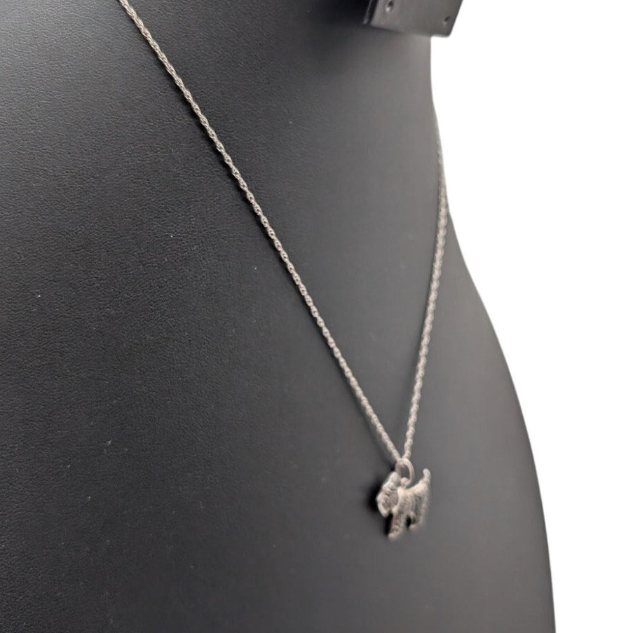 Vintage 925 Sterling Silver Black Stone Figural Dog Pendant 18" Chain Necklace