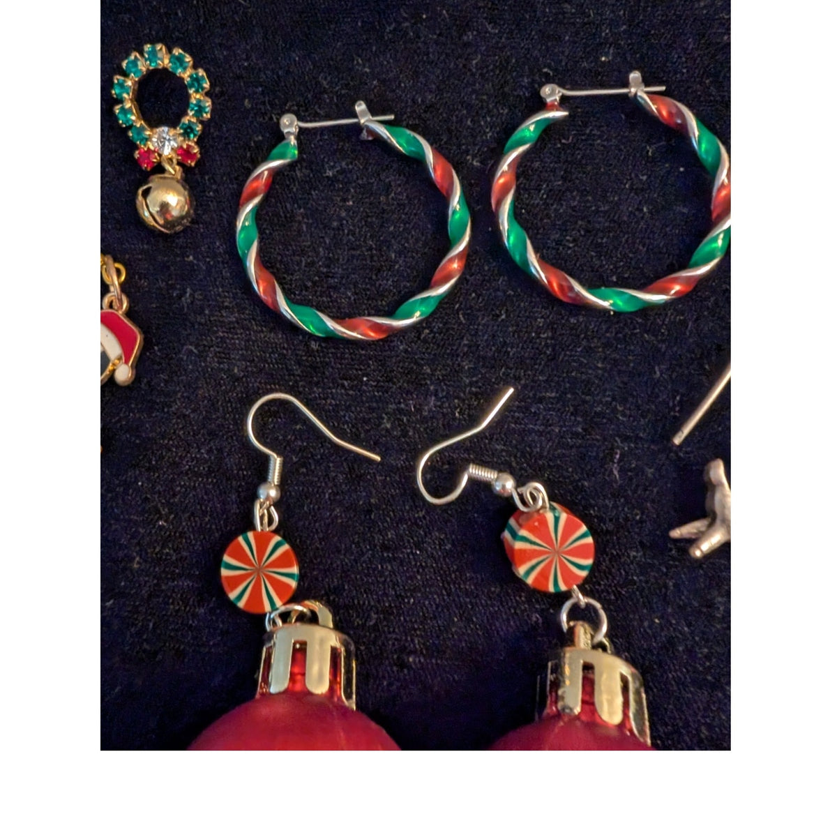 Vintage Lot of Eight Pair Christmas Themed Pierced Earrings