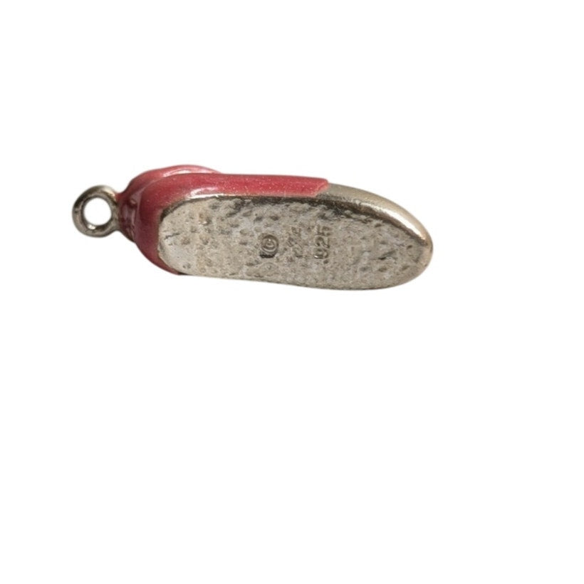 Vintage Sterling Silver Pink Enamel Ballet Slipper Charm